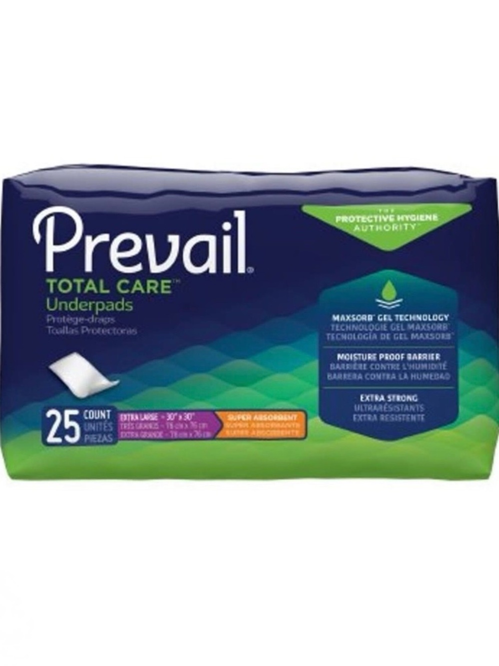 Prevail Total Care Underpads 25 Count 30 X 30 inch